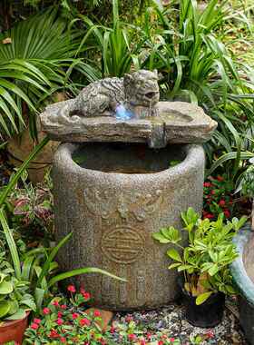 中式庭院喷泉、鱼池、流水摆件、循环水园林装饰、吉祥皮绣、吸水