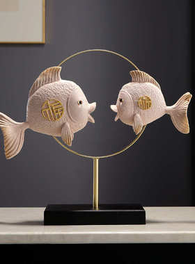 装饰品开业礼品摆件客厅酒柜办公室年年有余电视柜店铺新金鱼中式