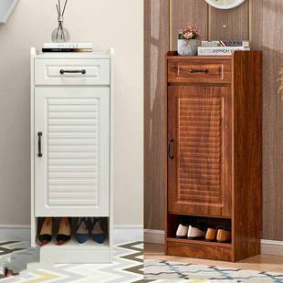 进门口小鞋柜简约现代柜省空间单门小户型迷你窄款防实木色