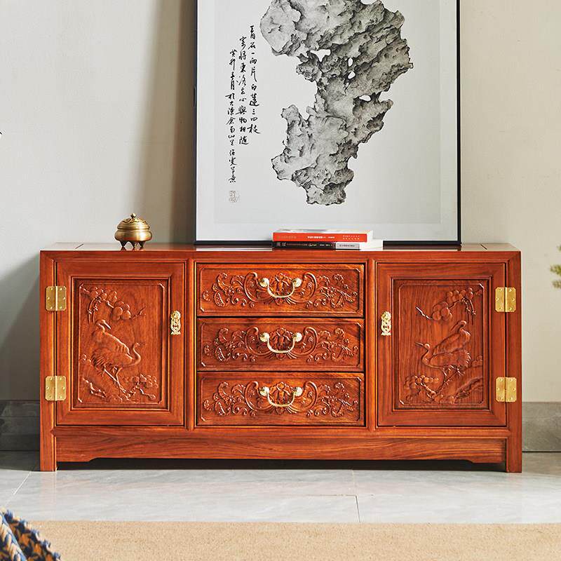 红木电视柜花梨木新中式小户型影视柜刺猬紫檀全实木简约客厅地柜