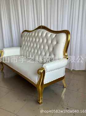 欧式豪致华别墅实木花人沙发精花纹62998布艺淡金色位沙发厂雕家