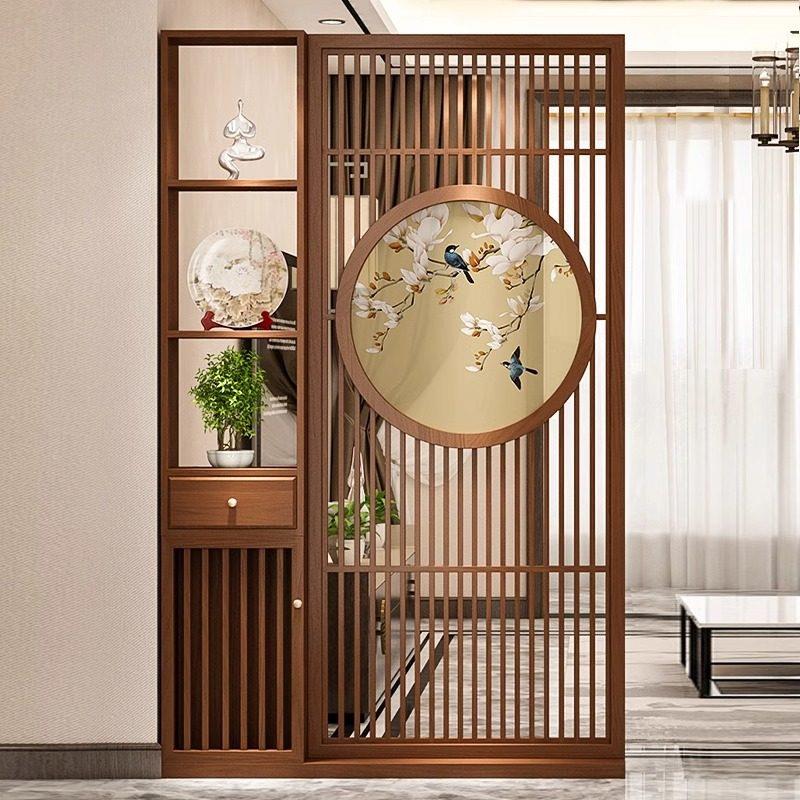 实木屏风隔断客厅入口柜入口门对门2025新门阻挡新中国风之家