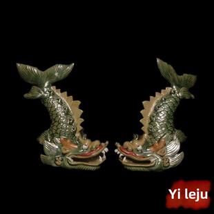石湾公仔陶瓷鳌鱼摆件玄关阳台屋檐家居摆设动物龙鱼装 饰工艺礼品