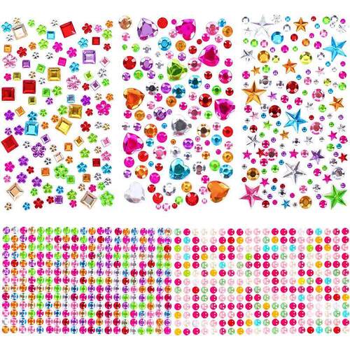 880pcs Gem bead Stickers Rhinestones for Crafts Self Adhesiv