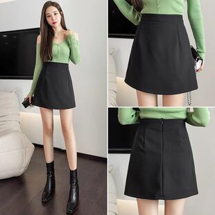 黑色包臀裙子2025新款春秋冬夏高腰迷你裙一步包裙a字短裙半身裙