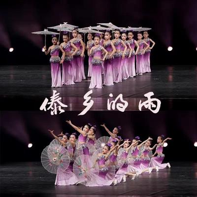 傣乡的雨舞蹈演出服道具伞看了你一眼表演服装孔雀舞鱼尾裙练功服