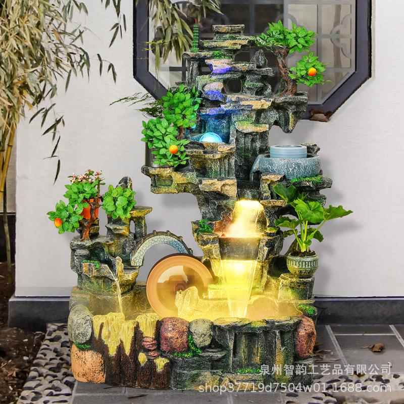 无品牌/创流喷意假山泉水摆风件客厅办公室阳台庭院水招财鱼缸前