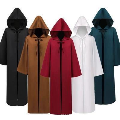 Sorcerer Hooded Robe Cloak Halloween Cosplay Costume Wizard