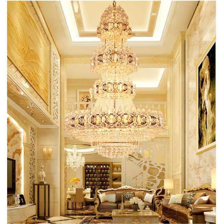 豪华907大气金色复式楼客厅水晶大吊灯别酒大堂大厅长墅灯吊店工
