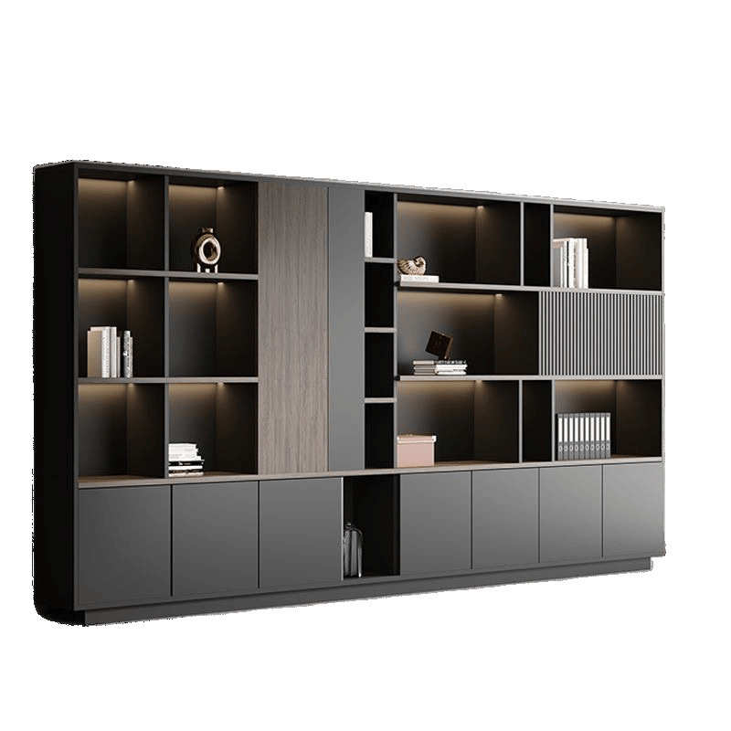 办公室背景柜文件柜书柜一体靠墙落地柜柜子木质资料柜收纳柜办公