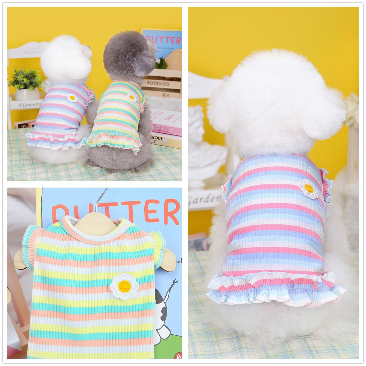宠物衣服春夏狗裙子狗衣服新款服装23彩条花朵背心