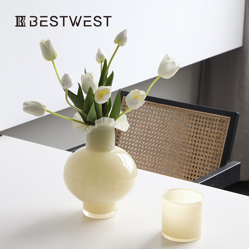Best west 中古芬顿法式玻璃花瓶摆件 ins高级感家居客厅轻奢花器,家居饰品,花瓶,淘宝优惠券,粉丝福利购,淘宝优惠卷