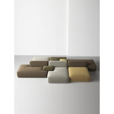 意大利Normcore组合双面模组布艺沙发棉麻科技布艺办公接待岛定制