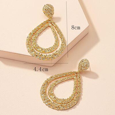 Fashionable double-layer water droplet shaped long earrings