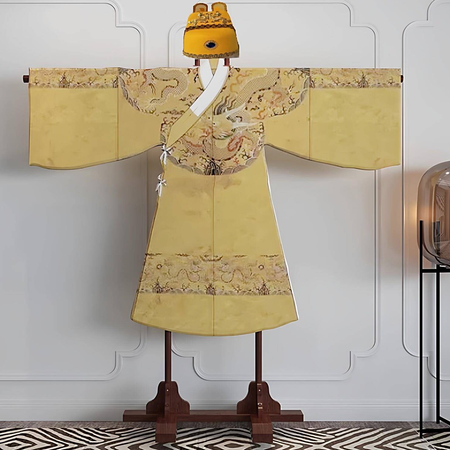 龙袍架实木汉服展示架唐装架古代服装陈列架木质戏服架和服挂衣架