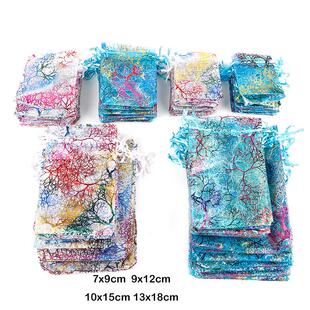 Wholesale 10/20/50Pcs 4 Sizes Drawstring Organza Bags White&