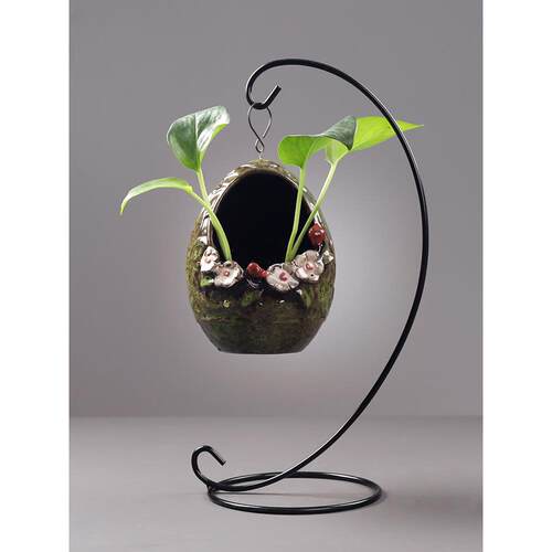 高档绿创意悬挂萝培花花瓶容器水养植物盆鲜花插水花陶瓷桌面装饰