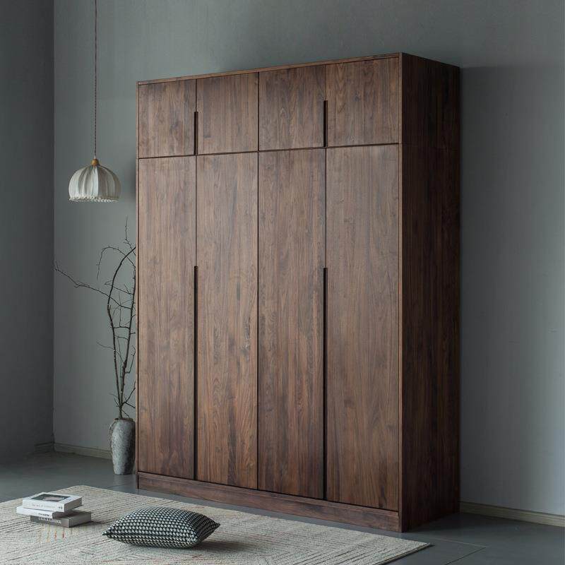 北美黑胡桃木实木衣柜北欧卧室简约平开门日式衣橱樱桃木橡木橱柜