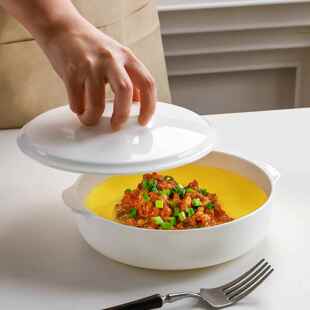 骨瓷蒸蛋羹专用碗家用蒸蛋碗高颜值双耳碗带盖子陶瓷可微波炉蒸饭