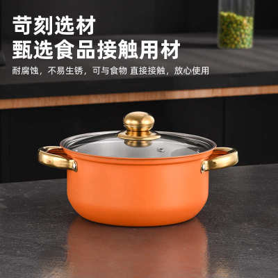 出口套锅彩色不锈钢套装锅十二件套家用不粘锅cookware set pots