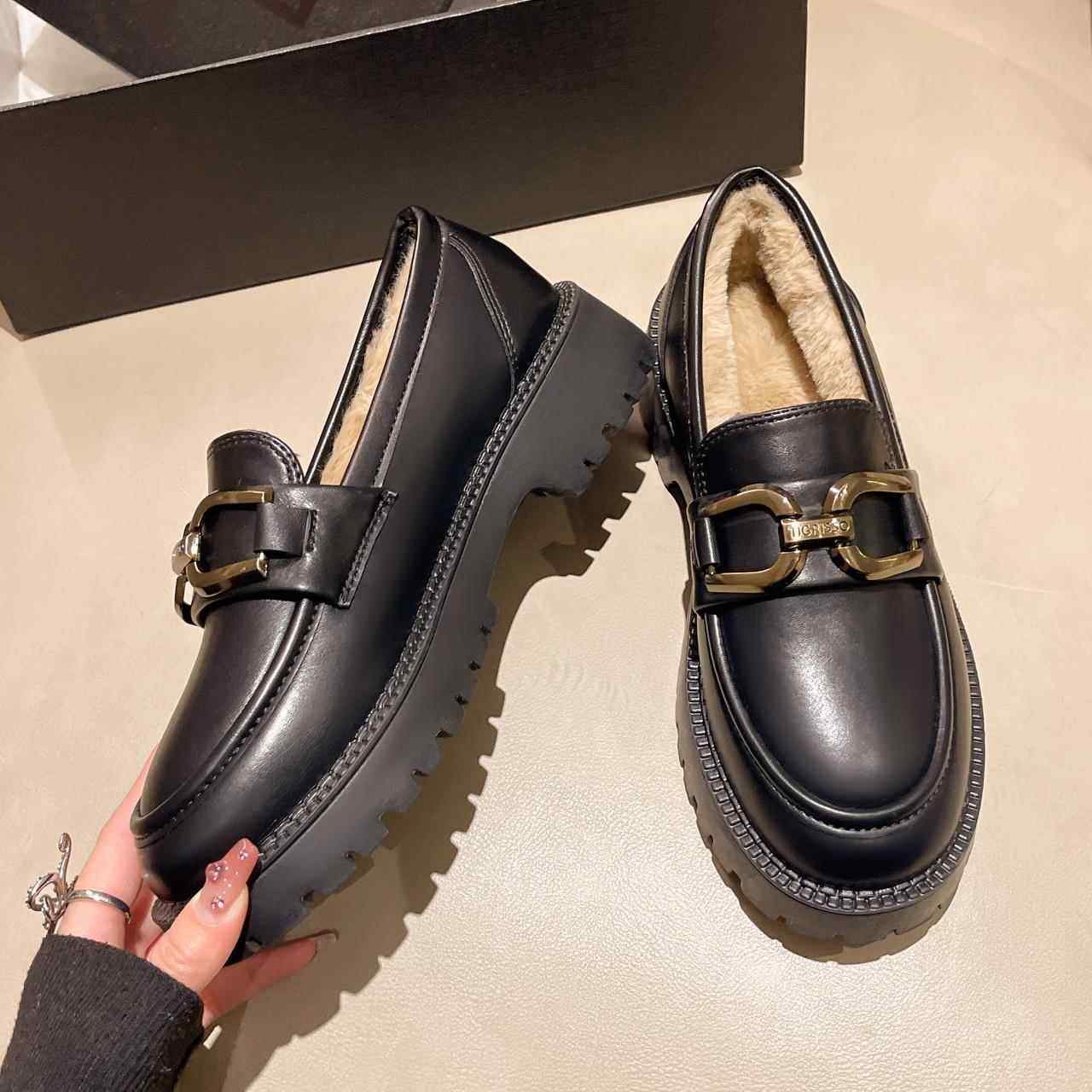 高档厚底小皮鞋女秋加绒加软底软皮乐福鞋女2冬24厚新款一脚蹬工0,女鞋,深口单鞋,淘宝优惠券,粉丝福利购,淘宝优惠卷