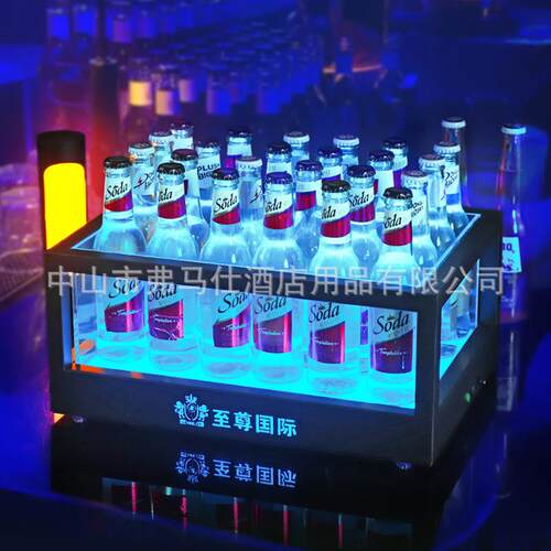 酒吧创意发光冰KTV铁框亚克力鸡尾酒展示酒框夜场商用黑桃a香槟桶
