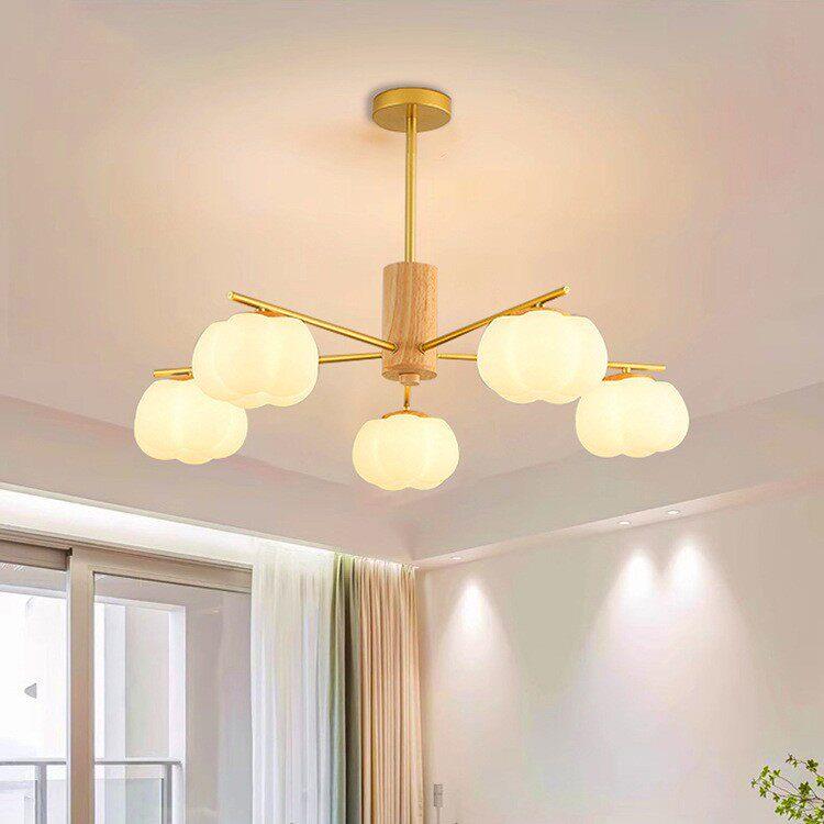 现简约原式气木风LED990餐厅灯大长条奶油风客厅灯日实木吧台灯具