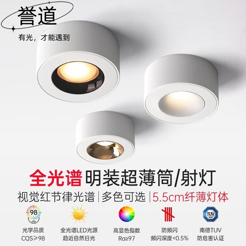 誉道明装薄射灯过道玄关阳台无主灯薄斗胆灯圆形筒灯盒仔灯-7w-3