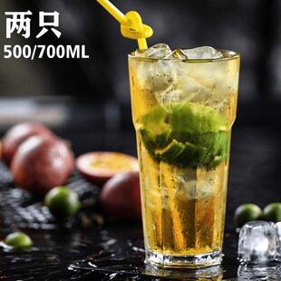 【2个】八角冷饮杯玻璃杯饮品杯果汁杯饮料杯水杯500/700ml奶茶杯