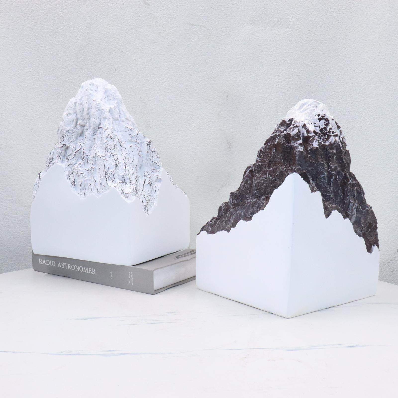 现代新中式抽象假山雕塑艺术品酒店玄关办公室大班台雪山软装摆件