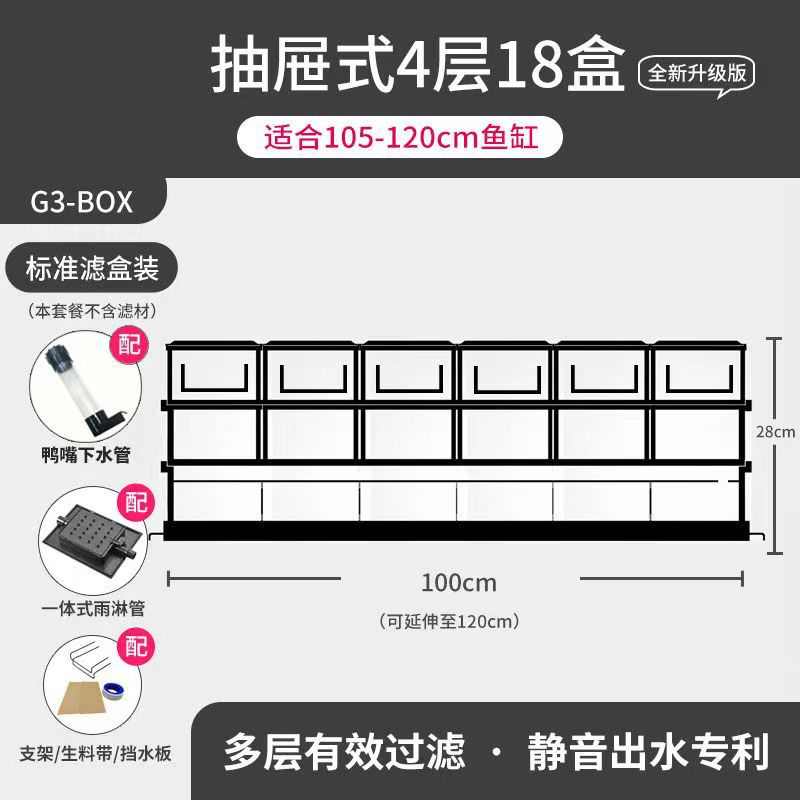 过滤槽雨淋过滤抽屉式顶部盒滴流循环过滤器净水盒三合一式鱼缸