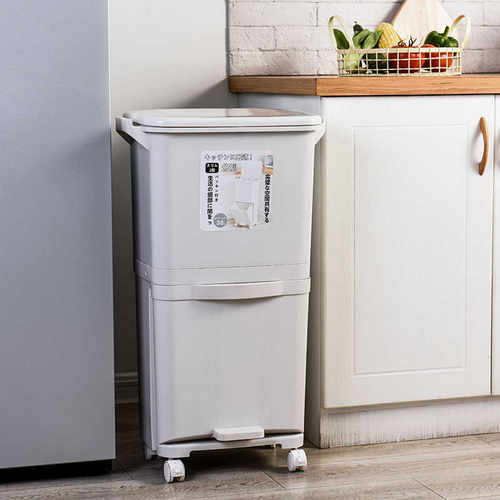 三层滑轮分类垃圾桶客厅厨房卫生间干湿分离日式分层脚踏收纳桶