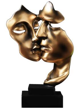 新款欧式情侣金色双面木质沉默是金家居卧室桌面摆件简约树脂