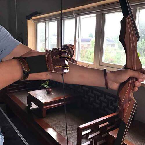 Archery Finger Glove Adjustable 3 Finger Cowhide Brown Arche