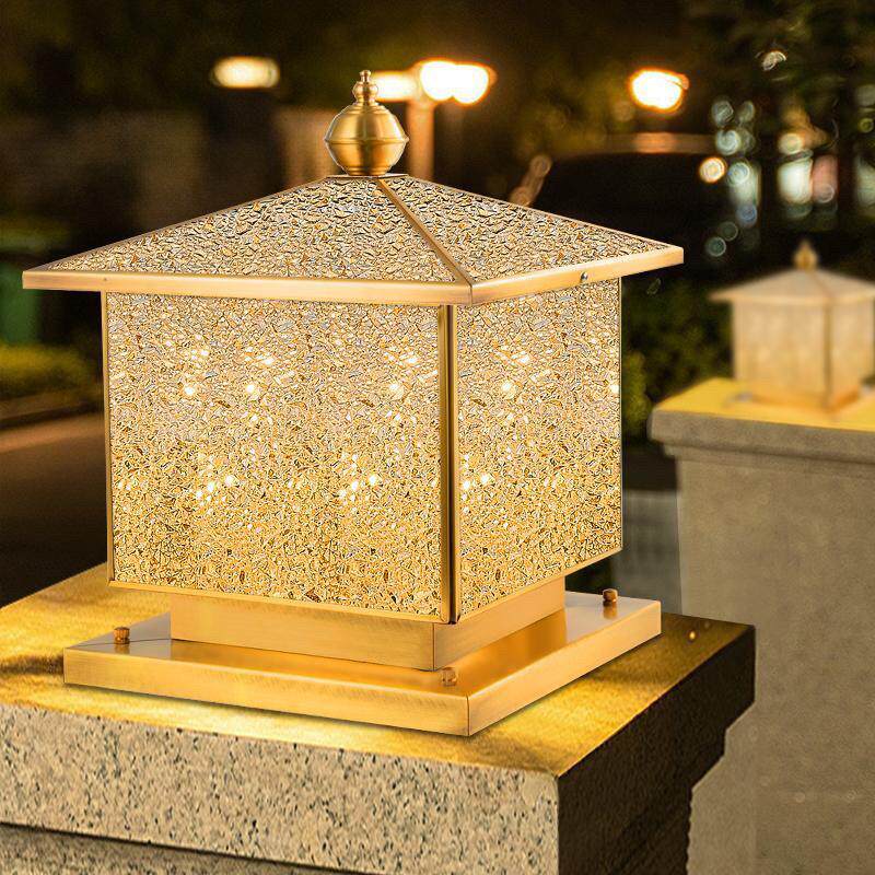 太阳能全铜柱头灯庭院户外围墙门柱别墅柱子大门口灯室外接电款