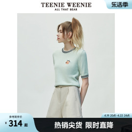 teenieweenie小熊夏简洁(夏简洁)纯色套头毛衣，提花简洁针织衫女