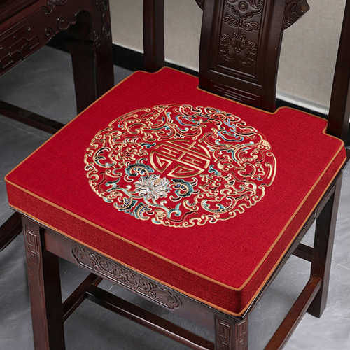 新中式餐椅垫坐垫红色结婚餐桌椅子垫子高档红木圈椅卡口座垫防滑