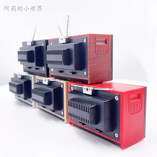 1:12娃娃屋ob11迷你模型客厅场景摆件食玩道具复古怀旧老式电视机