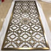 玄关客厅镂空金属隔断雕花不锈钢铝雕屏风新中式 铝板浮雕铜板雕刻