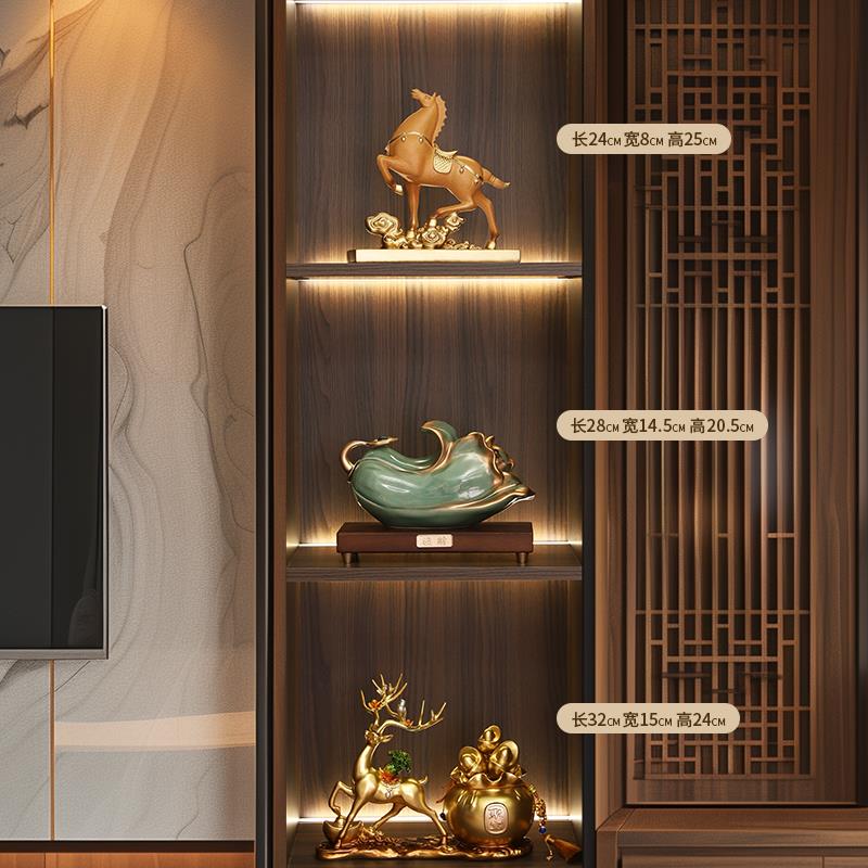 正品新中式金玉艺白菜摆件百财招财办公室装饰高开业礼物端陶瓷工