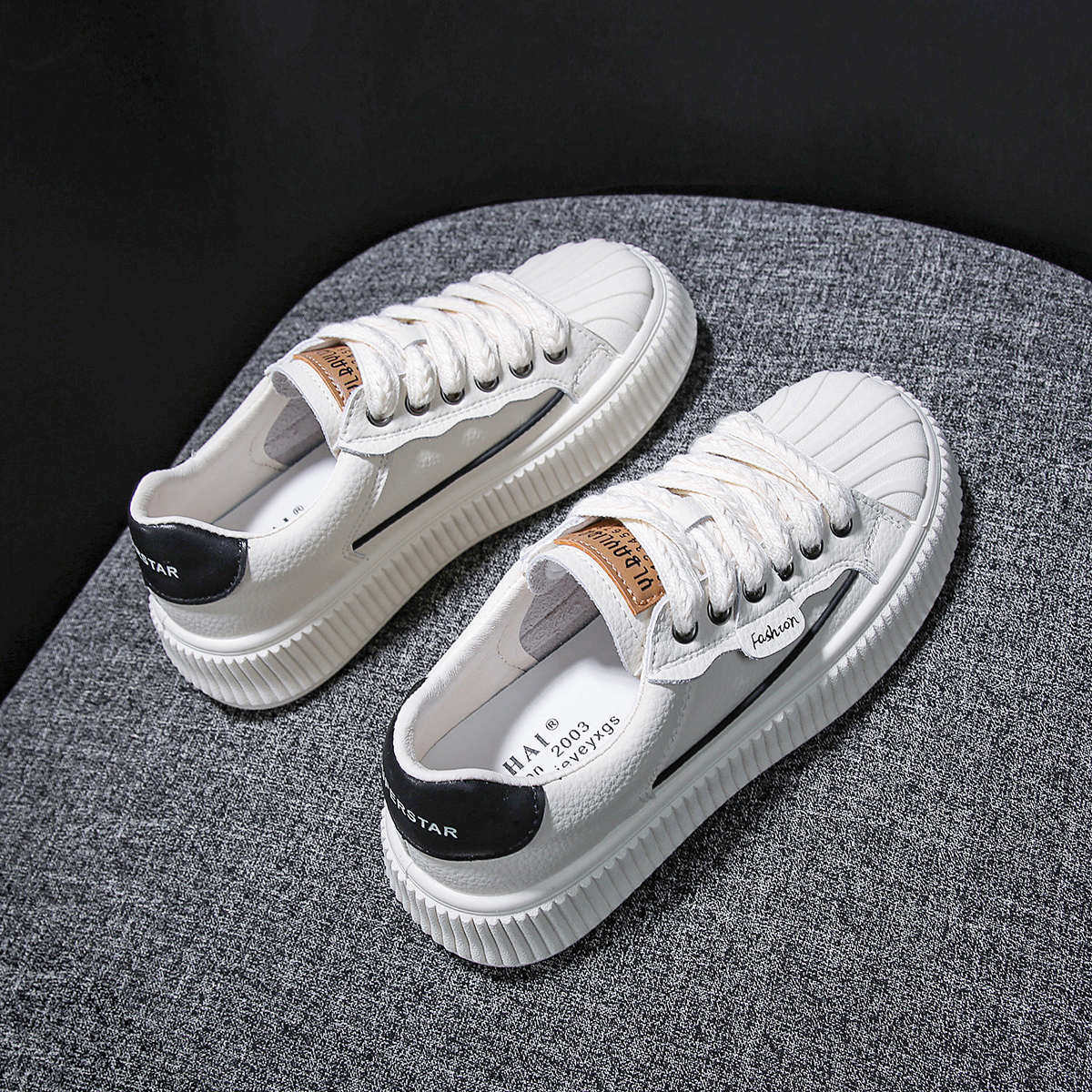 爆款厚底透气小白女鞋女款2025春季春款新款百搭松糕休闲运动板鞋