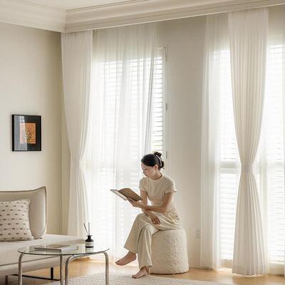 纱式窗纱现奢代简约客厅卧室阳法台餐厅透光不透NEV人轻高级感帘