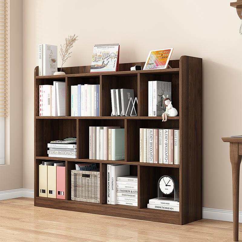 儿童7159实木架书架胡桃木色书柜地落置物家用客落厅储物柜地收纳