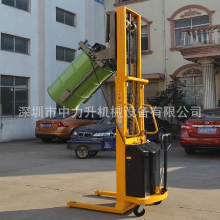 半电动油桶堆高车YL50电动油桶堆放车投料车可改装防爆电箱