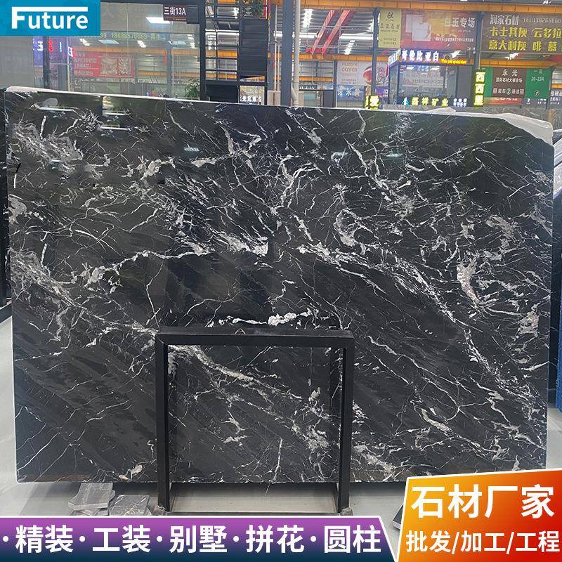 意大利黑网大理石 天然黑白色纹路餐厅别墅平层耐脏墙地面砖