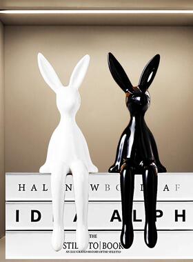 长耳兔子坐姿小摆件轻奢高档软装高级感家居客厅电视柜酒柜装饰品