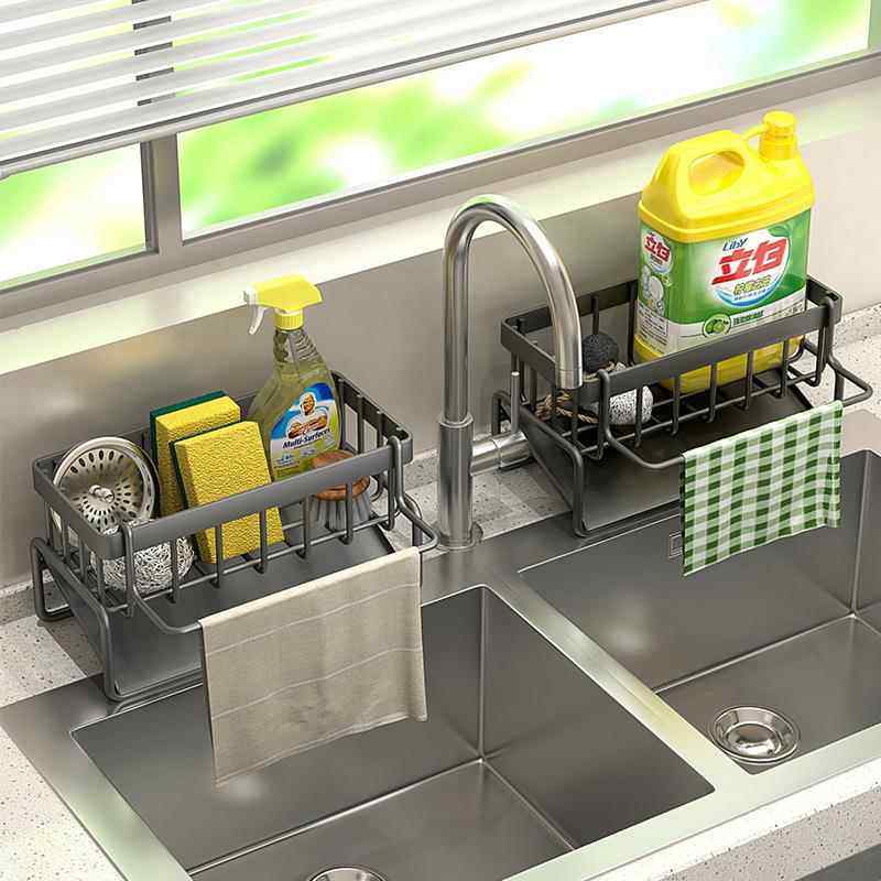 厨房用具沥水篮家用多功能沥水架多层抹布架跨境滤水篮抹布收纳架