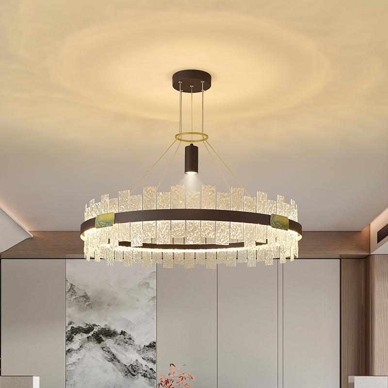 新款新中式玻璃吊灯客厅卧室灯酒店房间led灯创意设计师氛围灯具