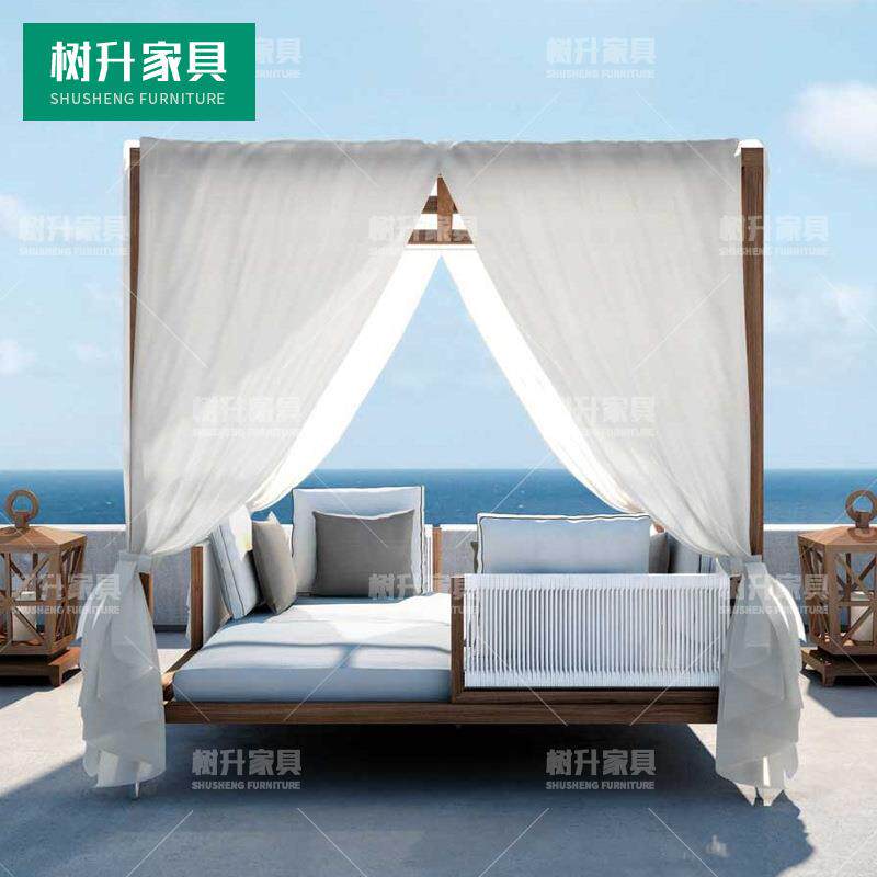 户外休闲柚木藤编制艺沙发躺床客厅室外阳台实木编藤家具沙发组合