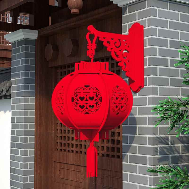 古婚喜字灯笼挂件阳台一对风结NGZ红装饰婚庆房间布置备婚用品清